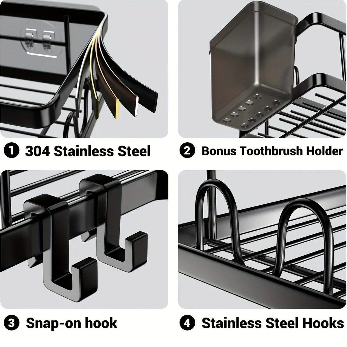2-pack Corner Shower Stainless Steel Organizer - House Of Avana [[SKU:HOA-BAT-024]]