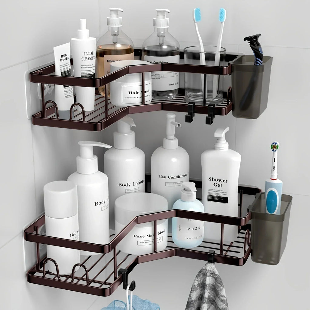 2-pack Corner Shower Stainless Steel Organizer - House Of Avana [[SKU:HOA-BAT-024]]