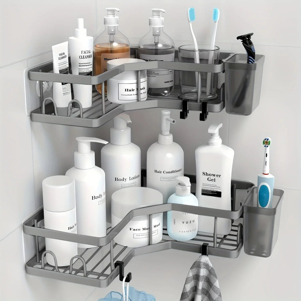 2-pack Corner Shower Stainless Steel Organizer - House Of Avana [[SKU:HOA-BAT-024]]
