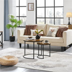 Costoffs Side Table Coffee Table with Wooden Tabletop & Sturdy Metal Base, Rustic Nesting End Table Set... - House Of Avana