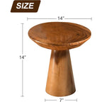 Side Table Teak Stool Natural Plant Stand 14 Tall Wood Round Coffee Table for Living Room Bedroom Garden Yard House Of Avana
