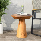 Side Table Teak Stool Natural Plant Stand 14 Tall Wood Round Coffee Table for Living Room Bedroom Garden Yard House Of Avana