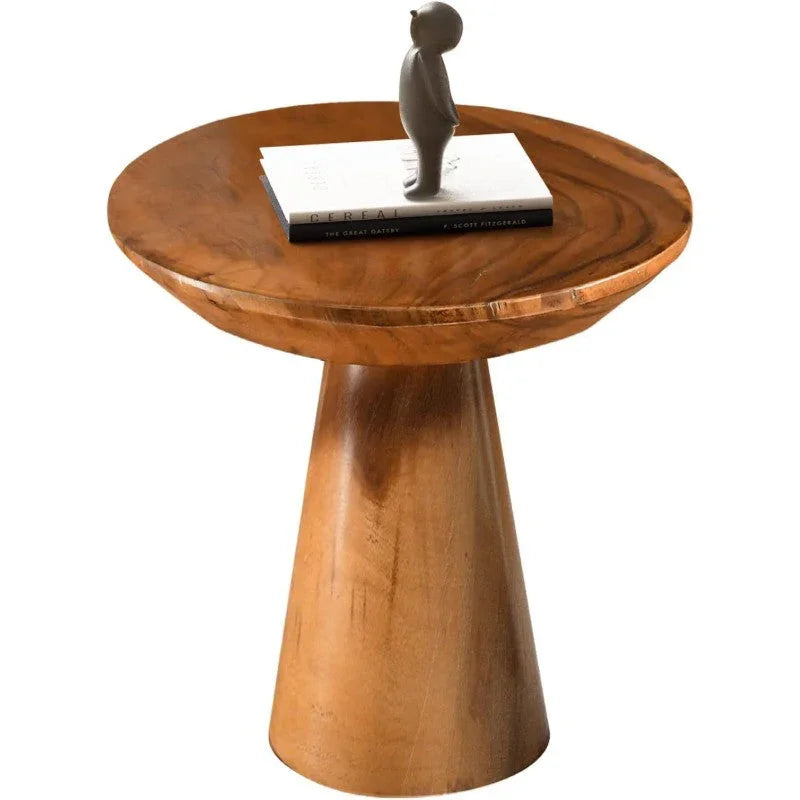 Side Table Teak Stool Natural Plant Stand 14 Tall Wood Round Coffee Table for Living Room Bedroom Garden Yard House Of Avana