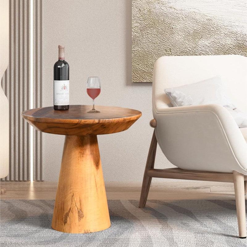 Side Table Teak Stool Natural Plant Stand 14 Tall Wood Round Coffee Table for Living Room Bedroom Garden Yard House Of Avana