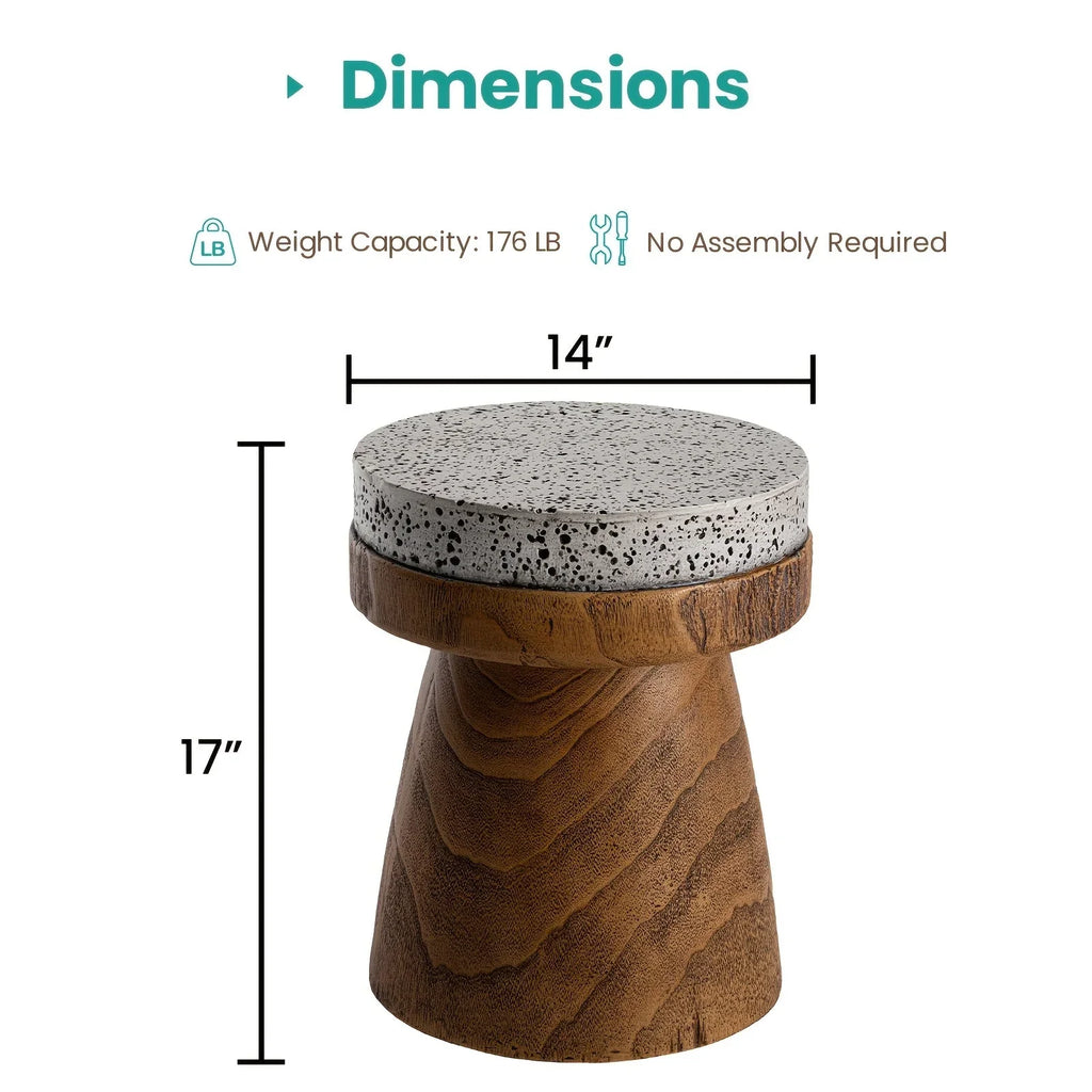 Vintage Style Mushroom Side Table, Lightweight Round Accent End Table for Living Room & Bedroom, Indoor/Outdoor Retro Courtyard Footstool, No Electricity Required, Mushroom Decor House Of Avana