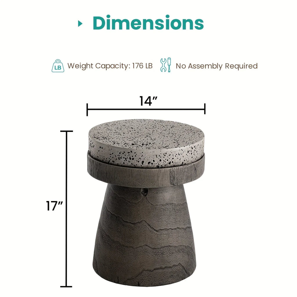Vintage Style Mushroom Side Table, Lightweight Round Accent End Table for Living Room & Bedroom, Indoor/Outdoor Retro Courtyard Footstool, No Electricity Required, Mushroom Decor House Of Avana