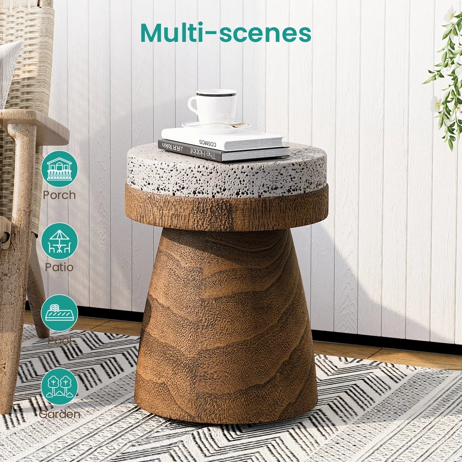 Vintage Style Mushroom Side Table, Lightweight Round Accent End Table for Living Room & Bedroom, Indoor/Outdoor Retro Courtyard Footstool, No Electricity Required, Mushroom Decor House Of Avana