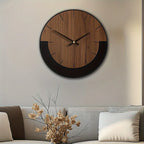 [Vintage Wooden Wall Clock] Vintage Rustic Wooden Round Wall Clock - Silent Battery Operated, 14/16/18 Inch, Black & Brown, Home Decor for Living Room, Bedroom, Office, Kitchen House Of Avana