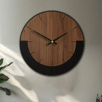[Vintage Wooden Wall Clock] Vintage Rustic Wooden Round Wall Clock - Silent Battery Operated, 14/16/18 Inch, Black & Brown, Home Decor for Living Room, Bedroom, Office, Kitchen House Of Avana
