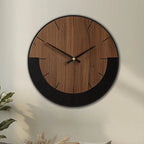 [Vintage Wooden Wall Clock] Vintage Rustic Wooden Round Wall Clock - Silent Battery Operated, 14/16/18 Inch, Black & Brown, Home Decor for Living Room, Bedroom, Office, Kitchen House Of Avana