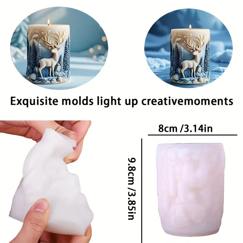 Silicone 3d Winter Deer Snow Scene Mold for Cake Decorating and Ice Cubes - House Of Avana