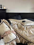 Silky French Black Rose Bedding Set Ever Lasting