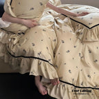 Silky French Black Rose Bedding Set Ever Lasting