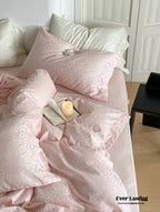 Silky Leopard Buttoned Bedding Set / Baby Pink Ever Lasting