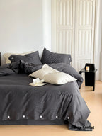 Silky Leopard Buttoned Bedding Set / Baby Pink Ever Lasting