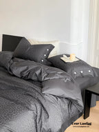 Silky Leopard Buttoned Bedding Set / Baby Pink Ever Lasting