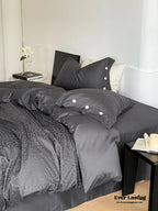 Silky Leopard Buttoned Bedding Set / Baby Pink Ever Lasting