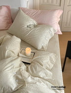 Silky Leopard Buttoned Bedding Set / Baby Pink Ever Lasting
