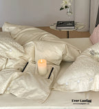 Silky Leopard Buttoned Bedding Set / Baby Pink Ever Lasting