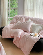 Silky Leopard Buttoned Bedding Set / Baby Pink Ever Lasting