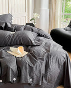 Silky Leopard Buttoned Bedding Set / Baby Pink Ever Lasting