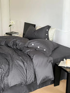 Silky Leopard Buttoned Bedding Set / Baby Pink Ever Lasting