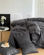 Silky Leopard Buttoned Bedding Set / Baby Pink Ever Lasting