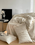 Silky Leopard Buttoned Bedding Set / Baby Pink Ever Lasting