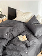 Silky Leopard Buttoned Bedding Set / Baby Pink Ever Lasting