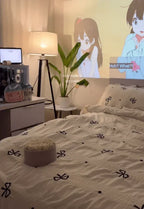 Silky Ribbon Ruffle Bedding Set / Cream White Ever Lasting
