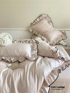 Silky Ruffle Bedding Set / Ivory White Ever Lasting