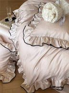 Silky Ruffle Bedding Set / Ivory White Ever Lasting