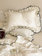 Silky Ruffle Bedding Set / Ivory White Ever Lasting