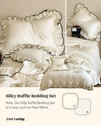Silky Ruffle Bedding Set / Ivory White