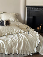 Silky Ruffle Blanket Comforter Set / Rust Pink Ever Lasting