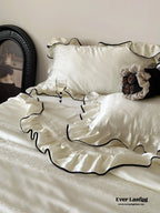 Silky Ruffle Blanket Comforter Set / Rust Pink Ever Lasting