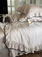 Silky Ruffle Blanket Comforter Set / Rust Pink Ever Lasting