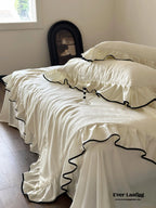 Silky Ruffle Blanket Comforter Set / Rust Pink Ever Lasting