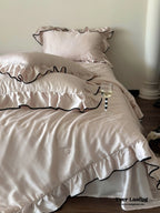 Silky Ruffle Blanket Comforter Set / Rust Pink Ever Lasting