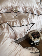 Silky Ruffle Blanket Comforter Set / Rust Pink Ever Lasting