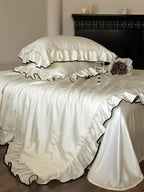 Silky Ruffle Blanket Comforter Set / Rust Pink Ever Lasting