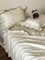 Silky Ruffle Blanket Comforter Set / Rust Pink Ever Lasting