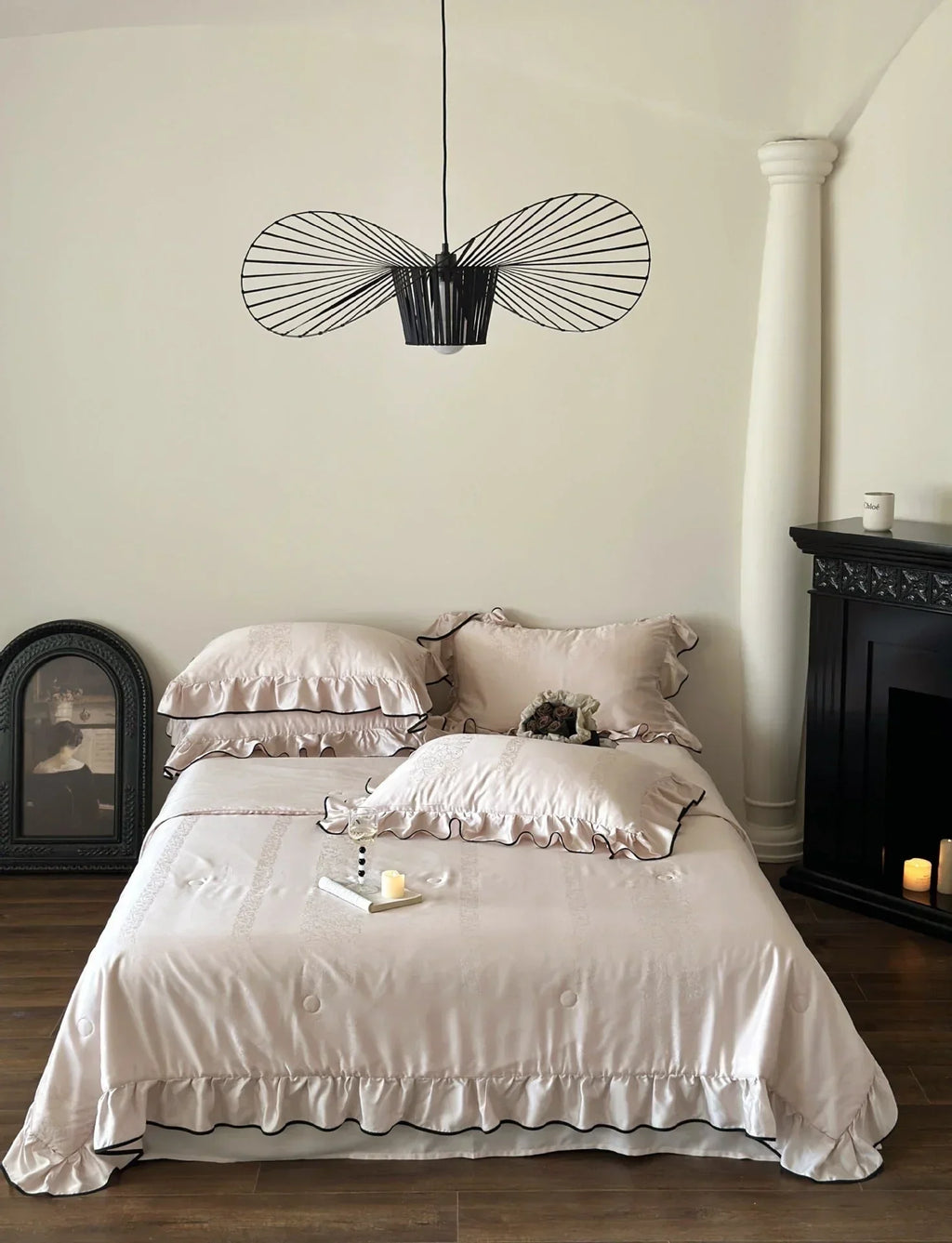 Silky Ruffle Blanket Comforter Set / Rust Pink Ever Lasting