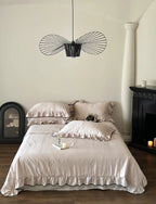 Silky Ruffle Blanket Comforter Set / Rust Pink Ever Lasting