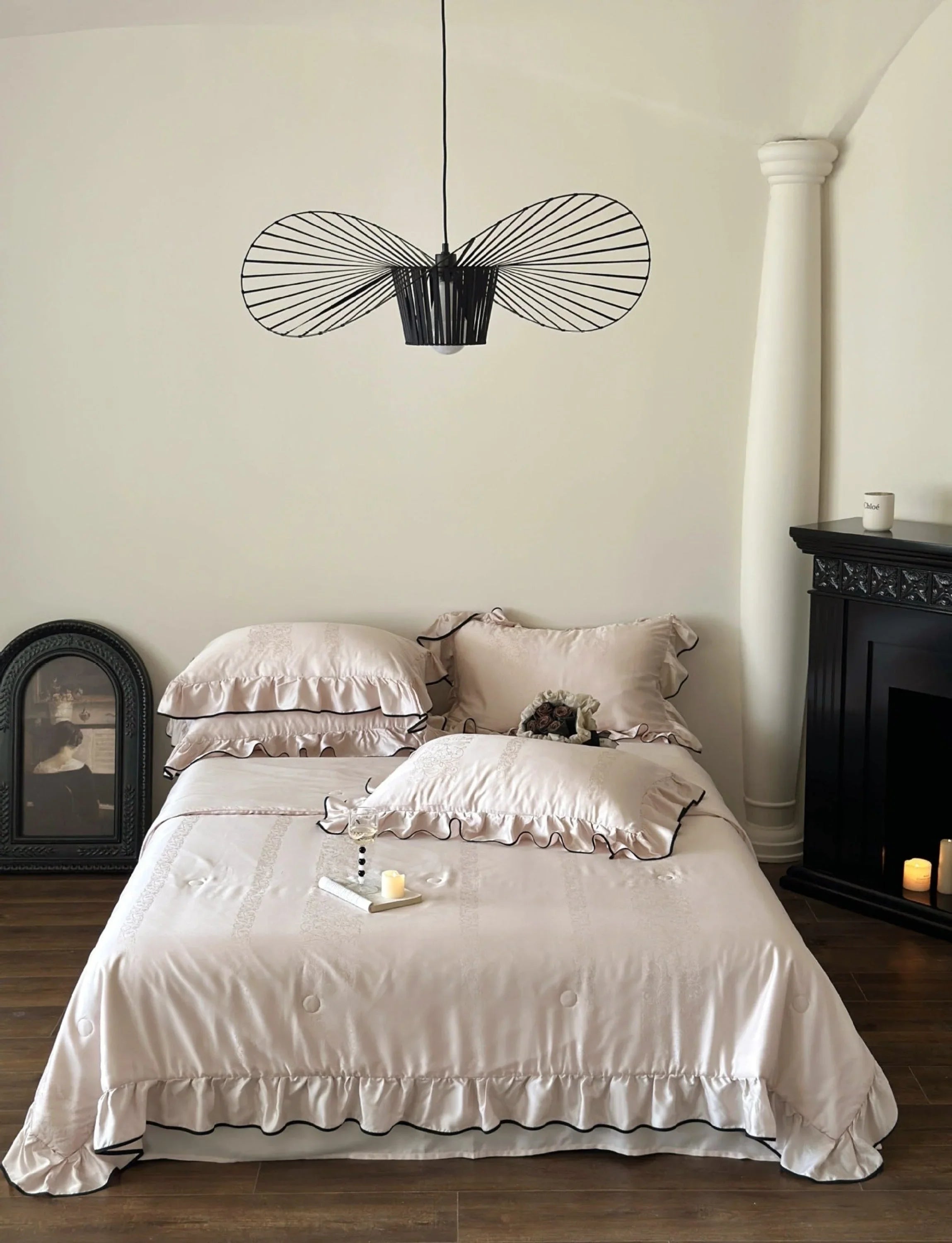 Silky Ruffle Blanket Comforter Set / Rust Pink Ever Lasting