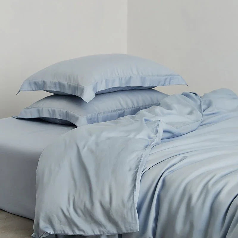Silky Solid Tencel Bedding Set / Blue Ever Lasting