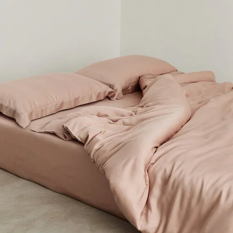 Silky Solid Tencel Bedding Set / Pink Ever Lasting