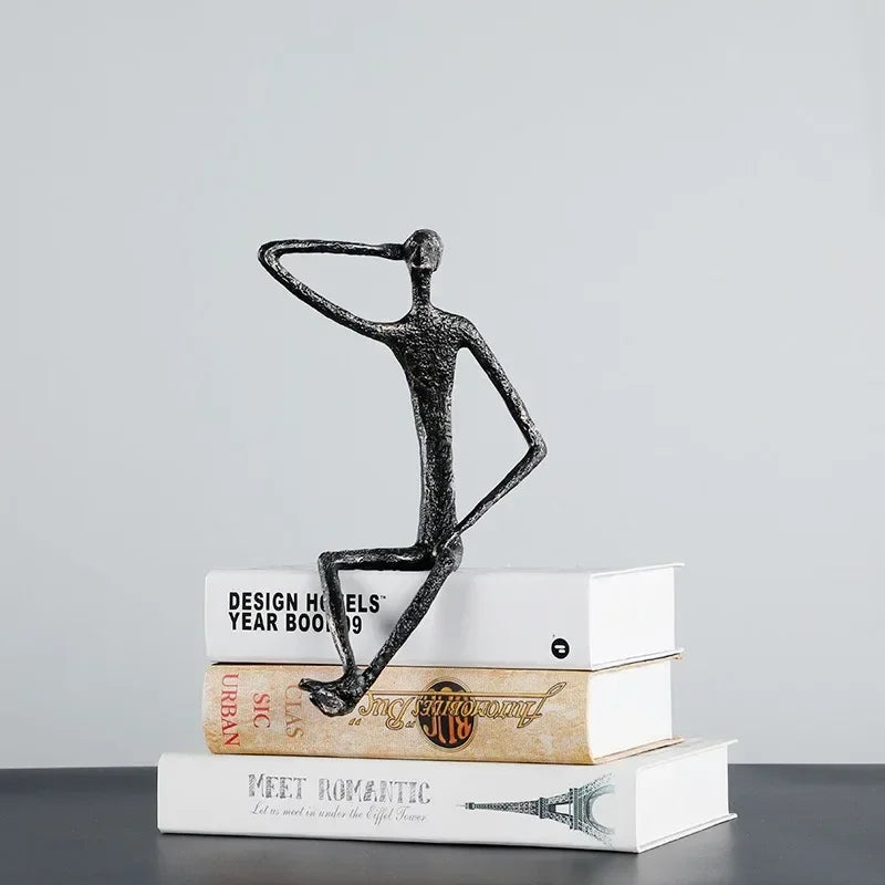 Abstract Figurine - Modern Silver Desktop Ornament, angled view - House Of Avana