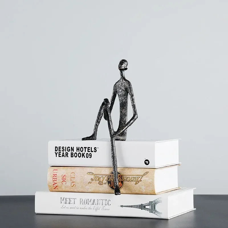 Abstract Figurine - Modern Silver Desktop Ornament, angled view - House Of Avana