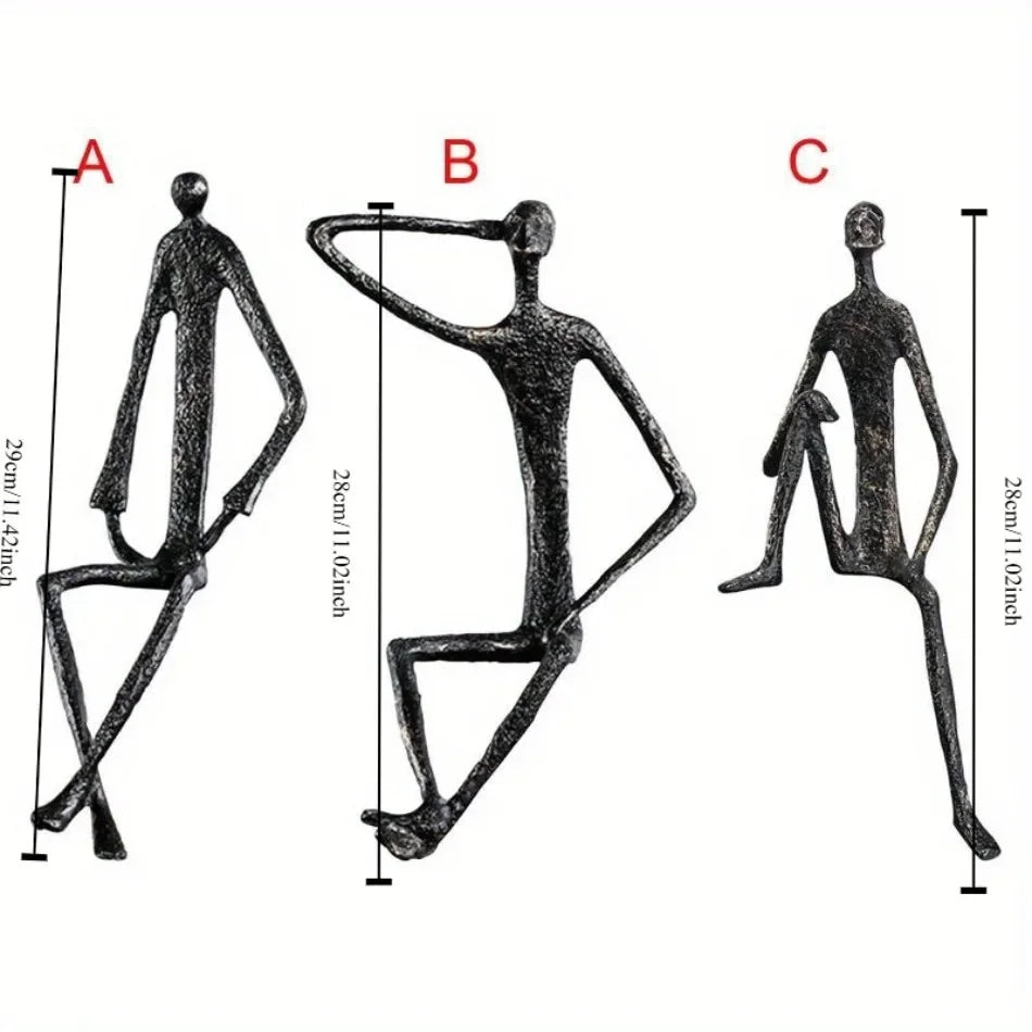 Abstract Figurine - Modern Silver Desktop Ornament, dimensions view - House Of Avana